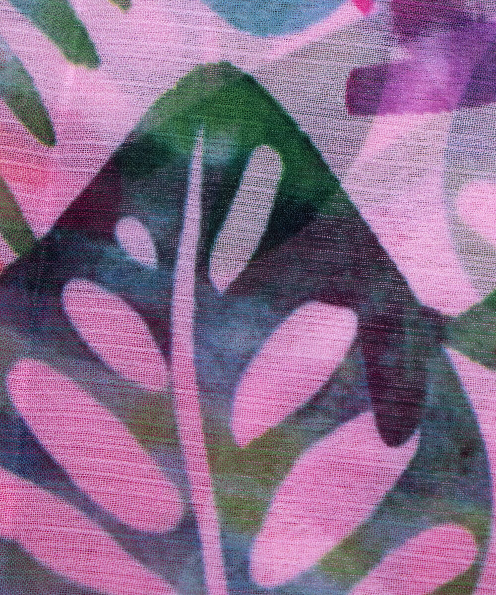 Pink Colour Floral Print Chiffon Fabric