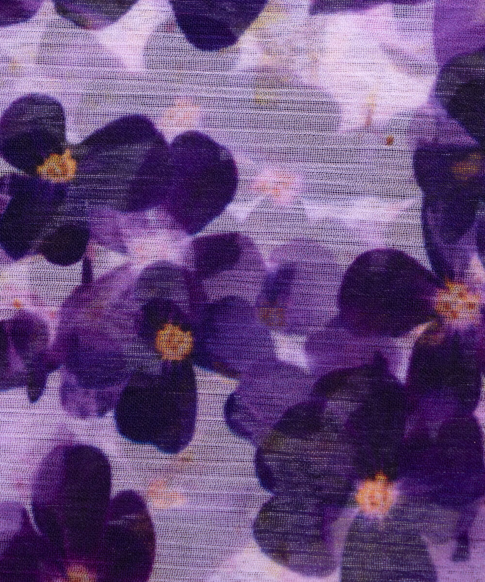 Purple Colour Floral Print Chiffon Fabric