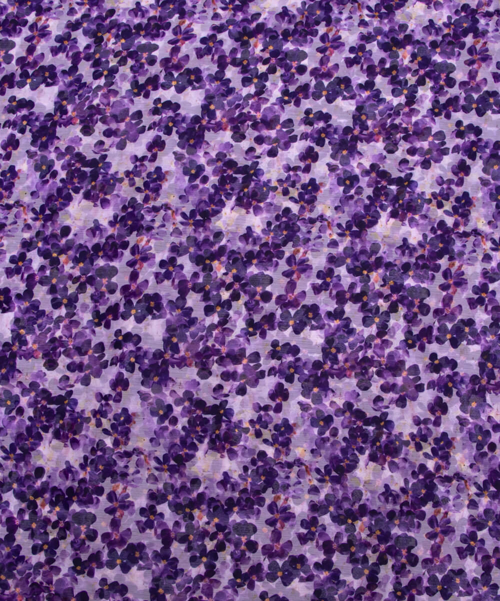 Purple Colour Floral Print Chiffon Fabric