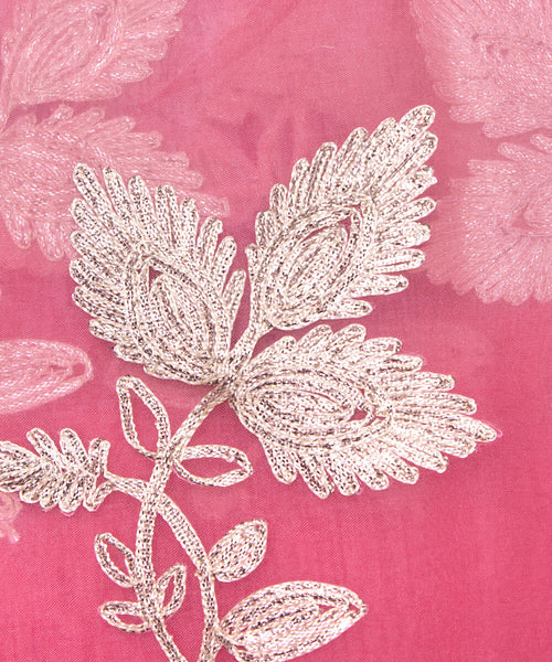 Pink Carnation Embroidered Organza Silk 51 Fabric main image 0