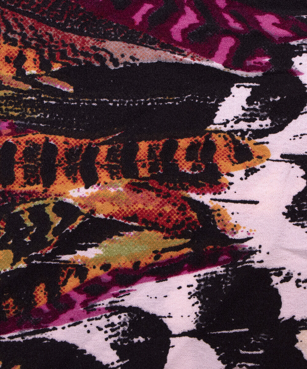 Black Colour Animal Print Crepe Fabric