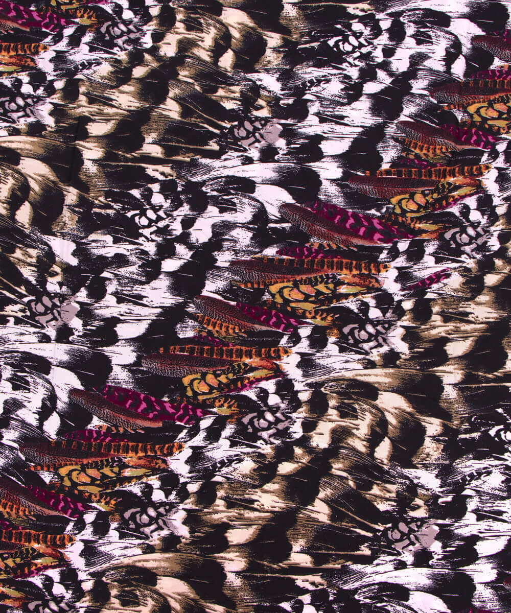 Black Colour Animal Print Crepe Fabric