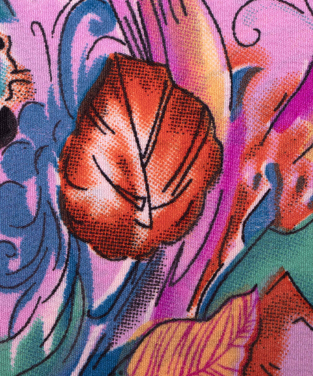 Pink Colour Floral Print Crepe Fabric