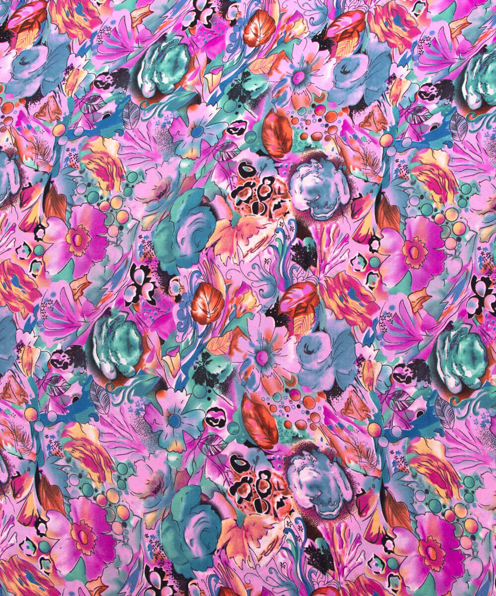Pink Colour Floral Print Crepe Fabric