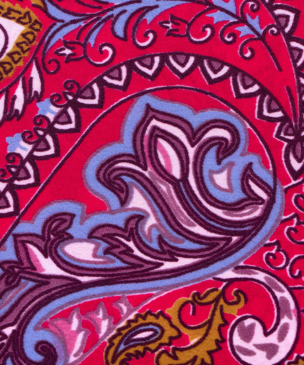 Gajari Colour Paisley Print Crepe Fabric