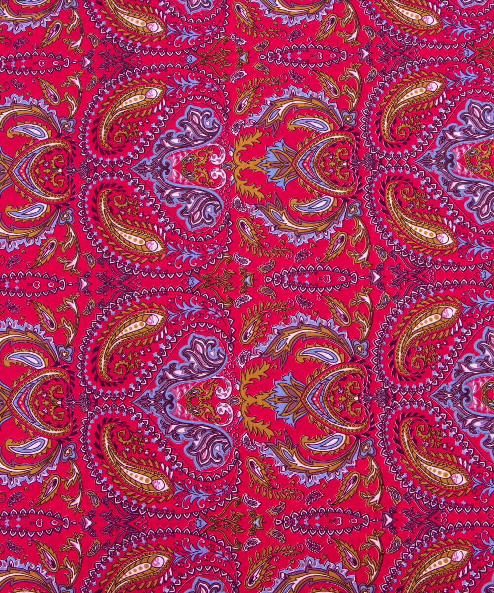 Gajari Colour Paisley Print Crepe Fabric