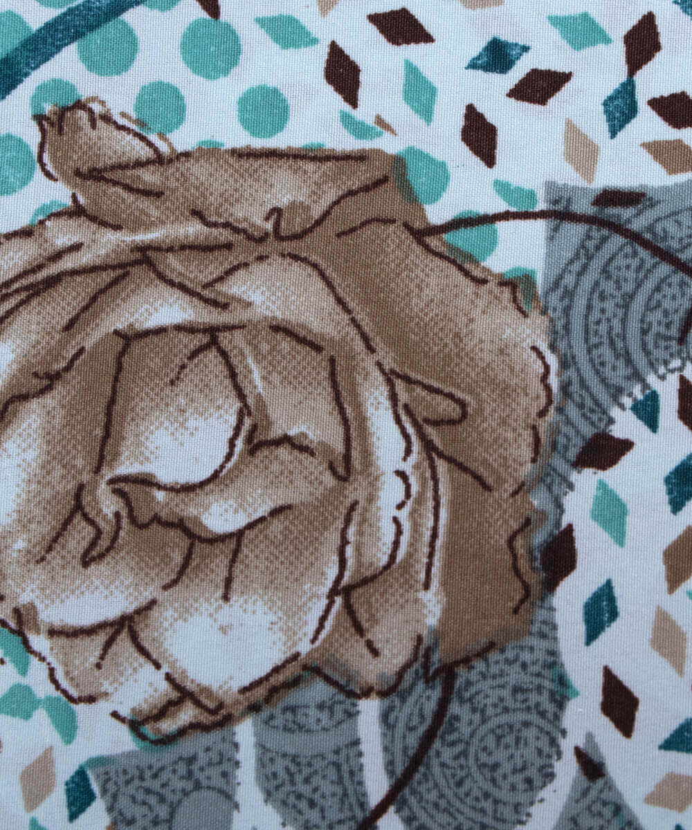 Light Blue Colour Floral Print Crepe Fabric