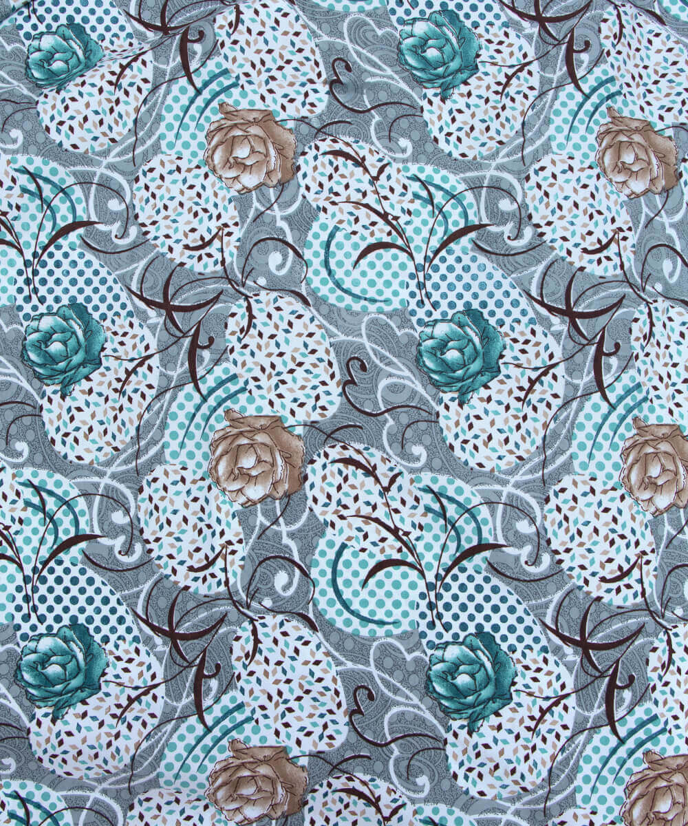 Light Blue Colour Floral Print Crepe Fabric
