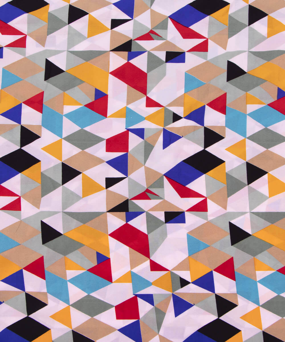 Multi Colour Geometric Print Crepe Fabric