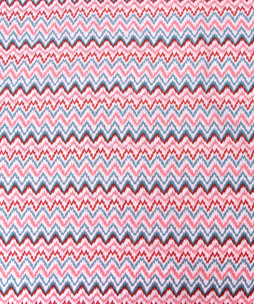 White Colour Zig Zag Print Cotton Fabric