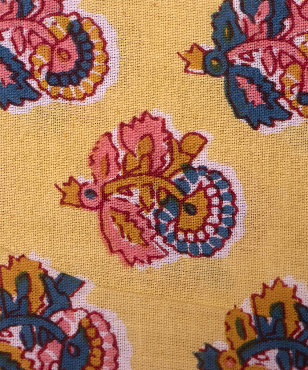 Light Yellow Colour Butti Print Cotton Fabric
