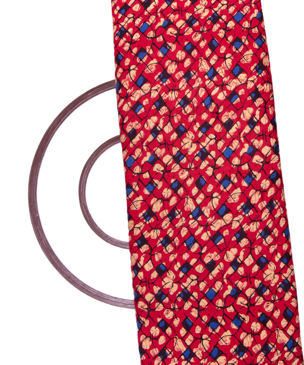 Red Colour Abstract Print Rayon Fabric