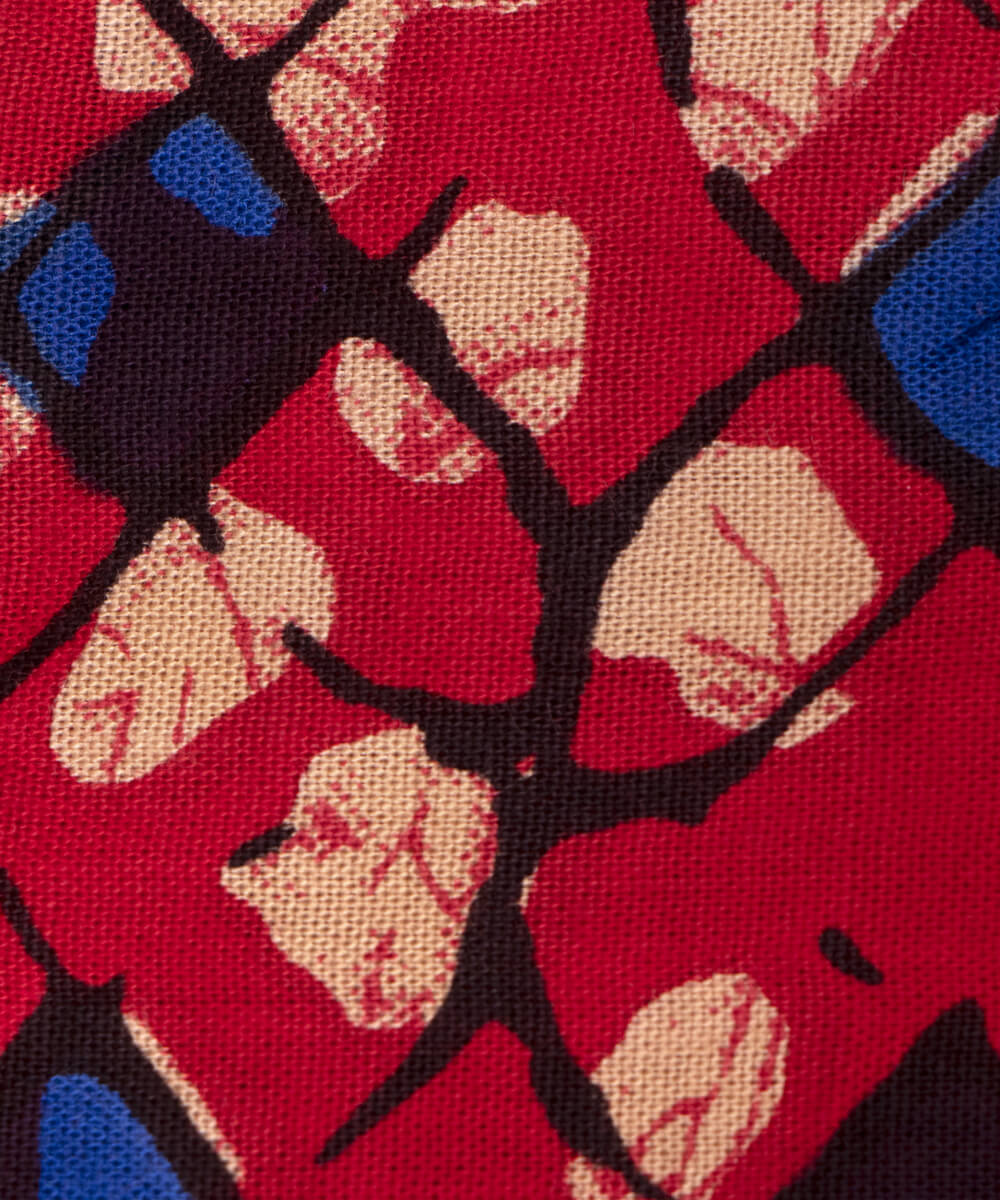 Red Colour Abstract Print Rayon Fabric