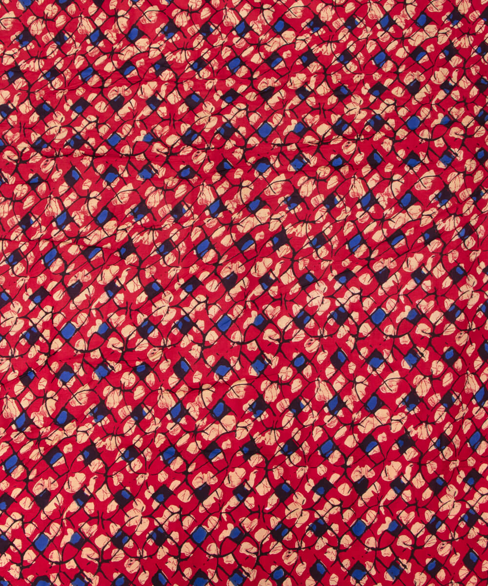 Red Colour Abstract Print Rayon Fabric
