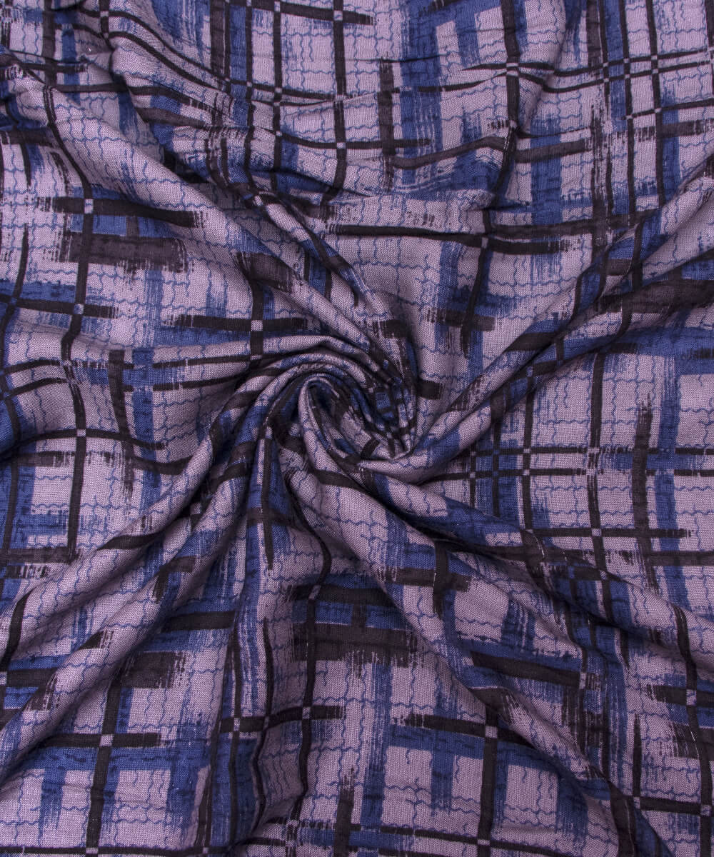 Grey Colour Abstract Print Rayon Fabric