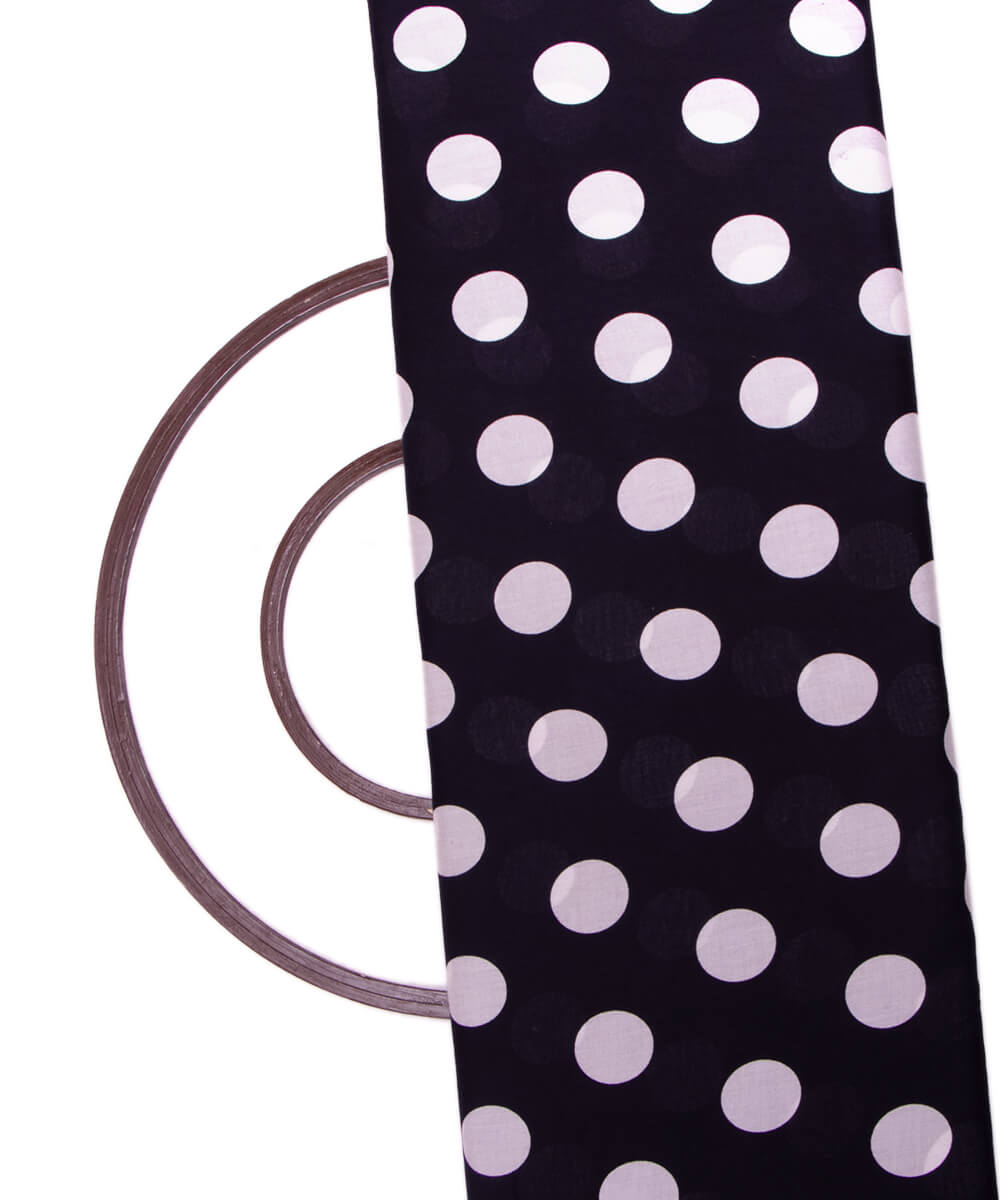 Black Colour Polka Dots Print Modal Silk Fabric