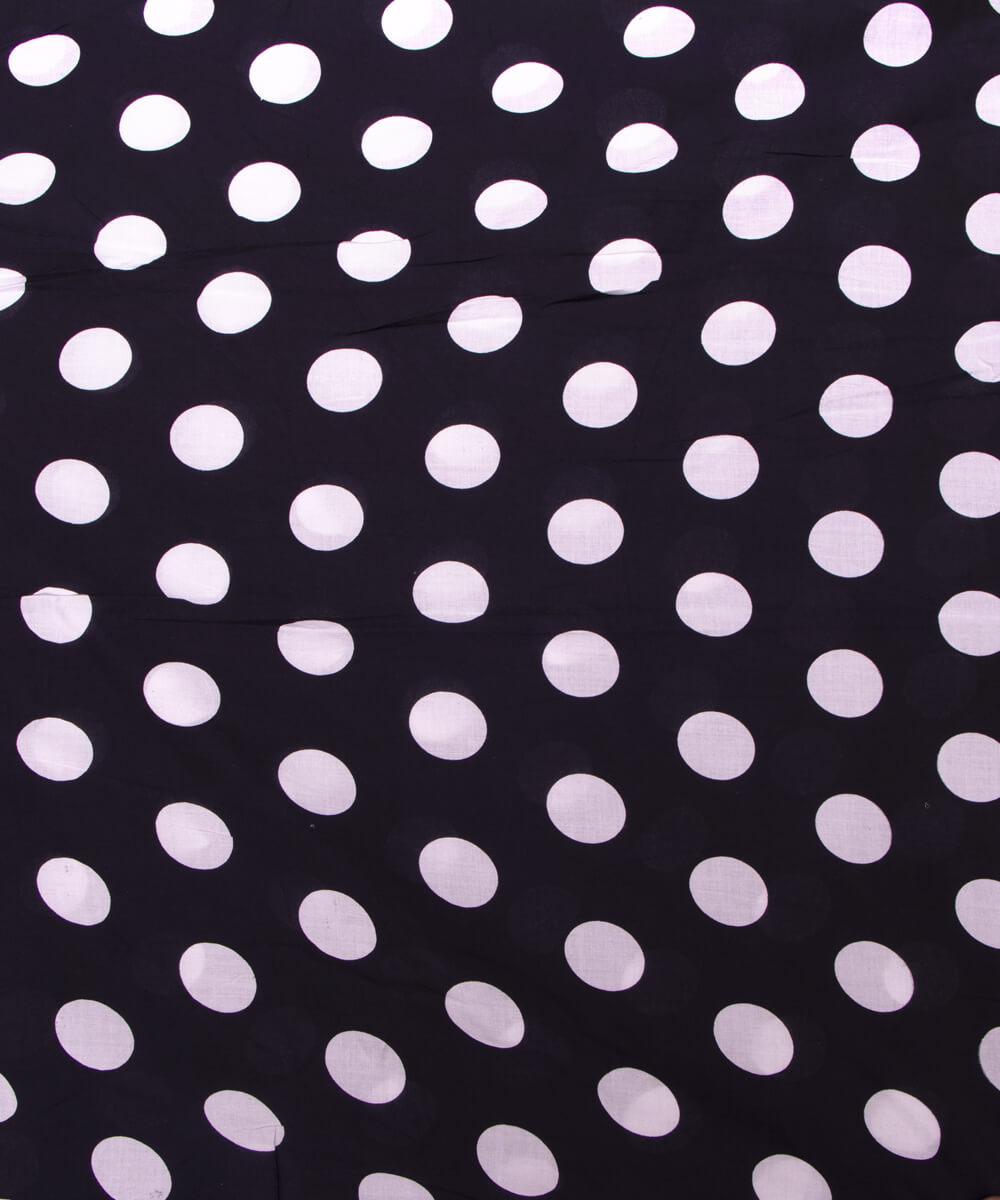 Black Colour Polka Dots Print Modal Silk Fabric