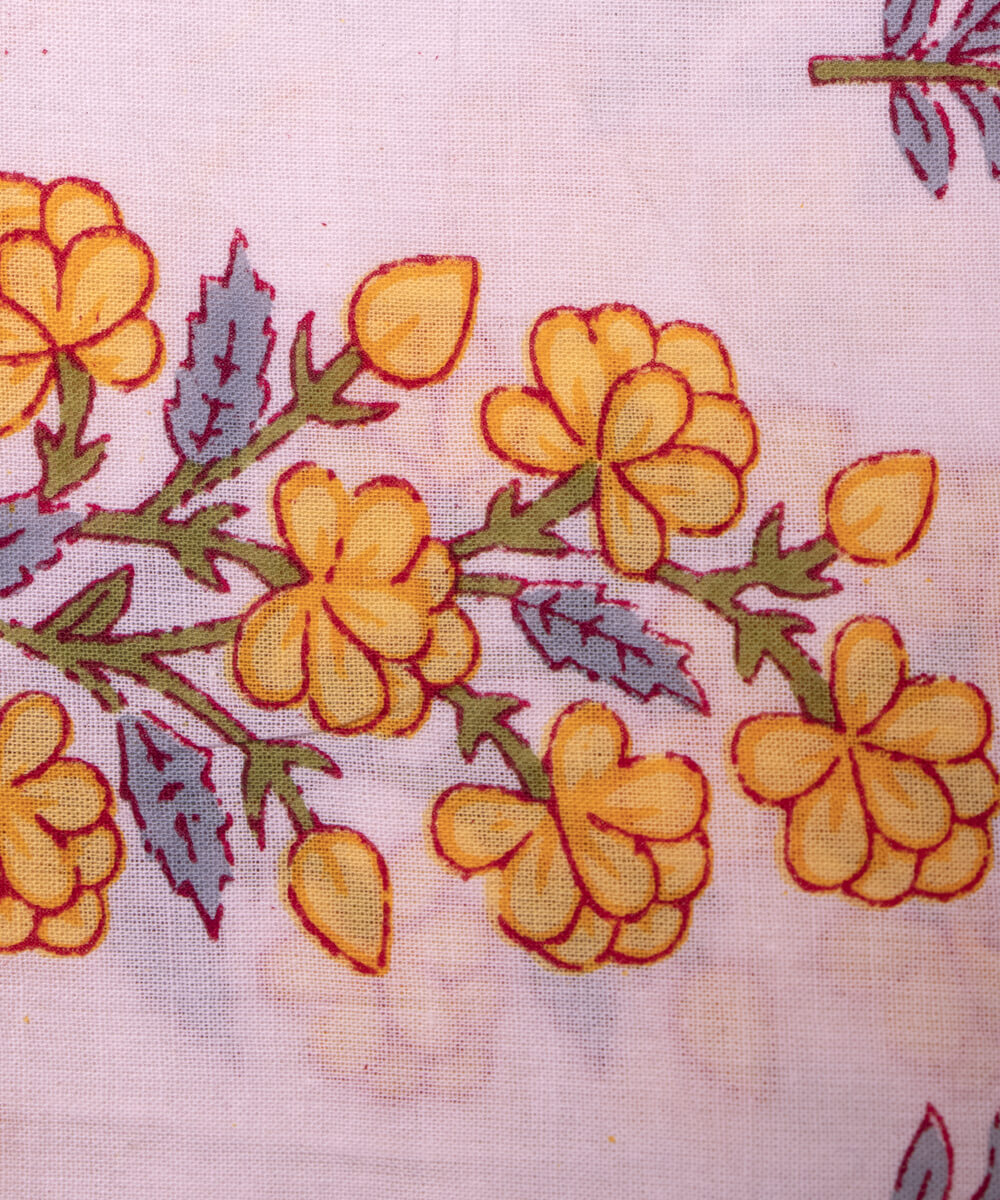 White Colour Floral Print Cotton Fabric