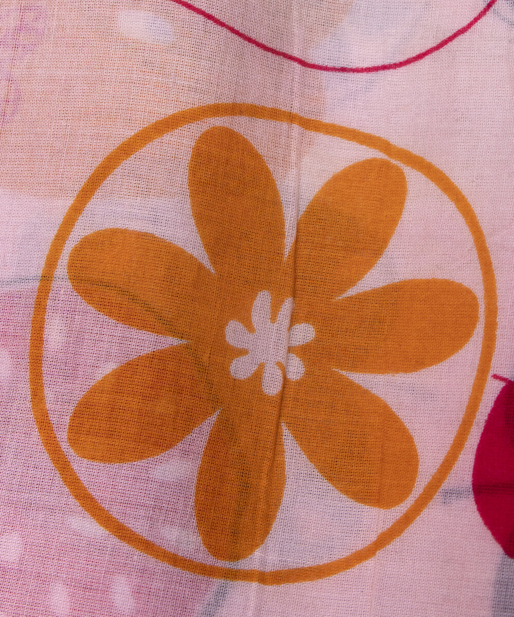 White Colour Kids Print Mulmul Cotton Fabric