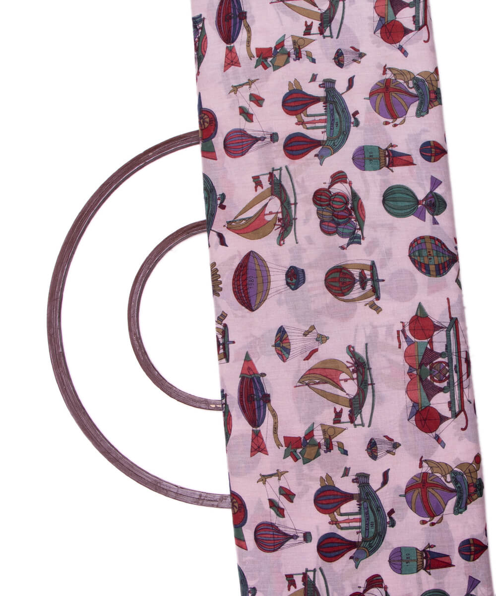 White Colour Kids Print Mulmul Cotton Fabric