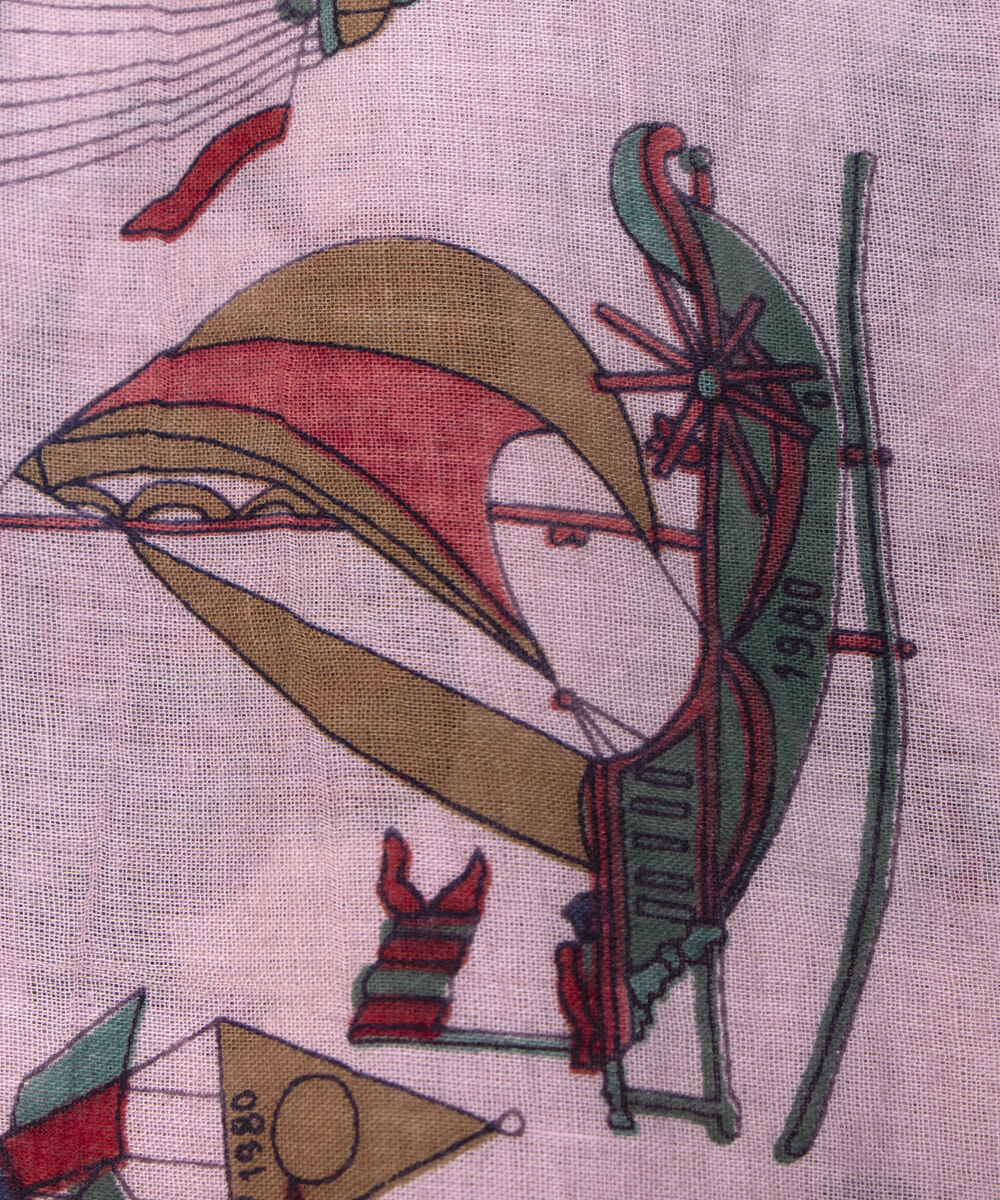 White Colour Kids Print Mulmul Cotton Fabric