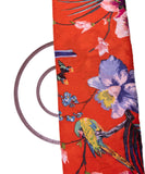 Tomato Red Colour Floral Print Mulmul Cotton Fabric
