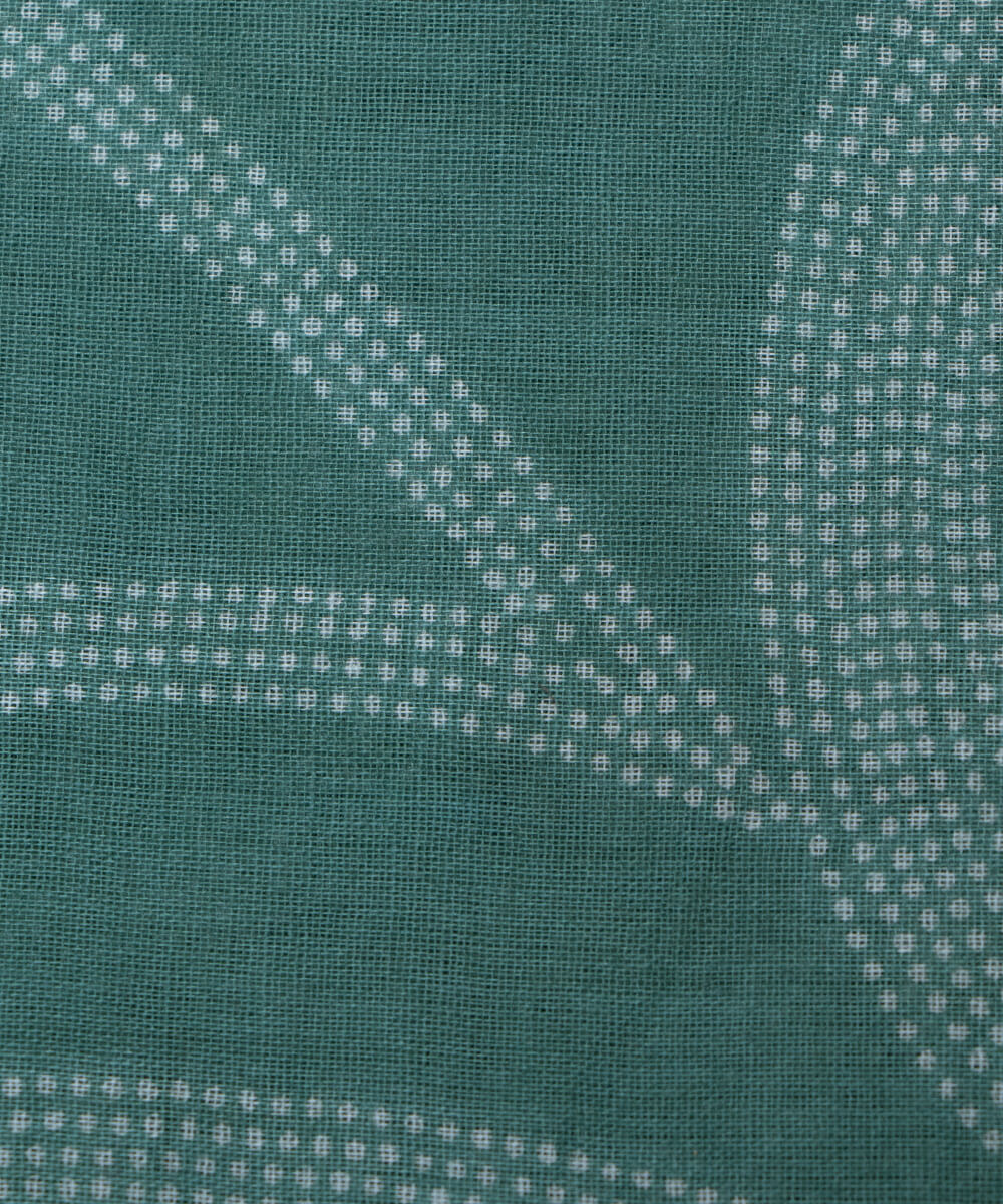 Sea Green Colour Paisley Print Mulmul Cotton Fabric