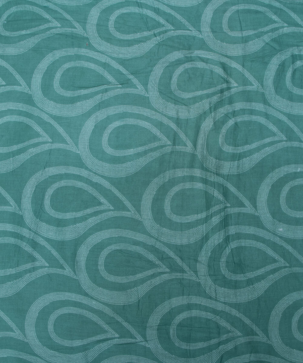 Sea Green Colour Paisley Print Mulmul Cotton Fabric