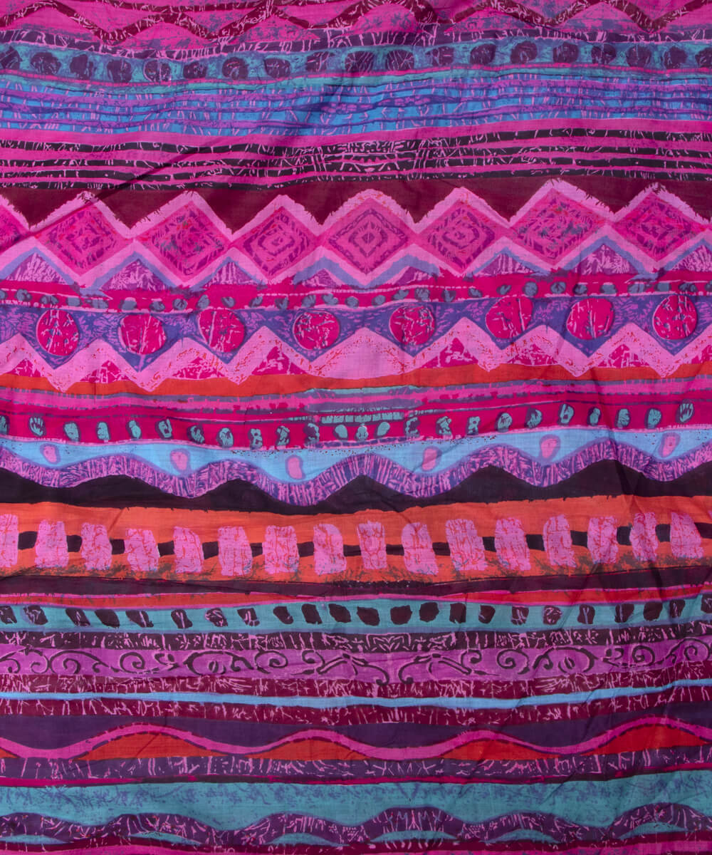 Multi Colour Abstract Print Mulmul Cotton Fabric