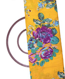 Yellow Colour Floral Print Mulmul Cotton Fabric