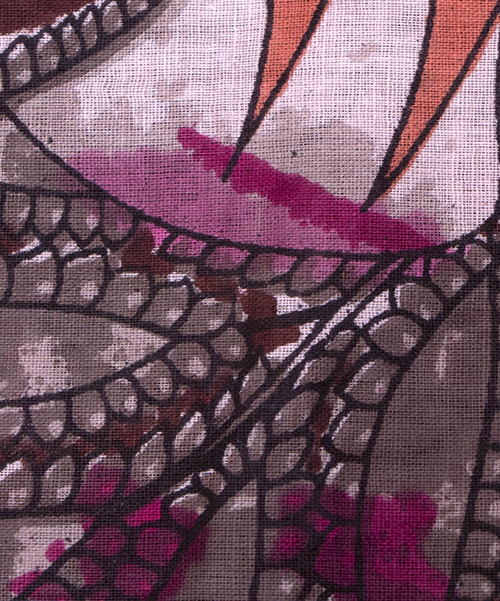 Multi Colour Leaf Print Mulmul Cotton Fabric