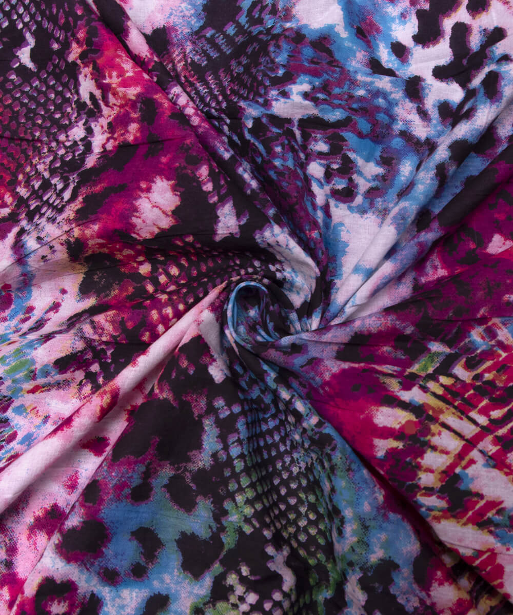 Multi Colour Abstract Print Mulmul Cotton Fabric