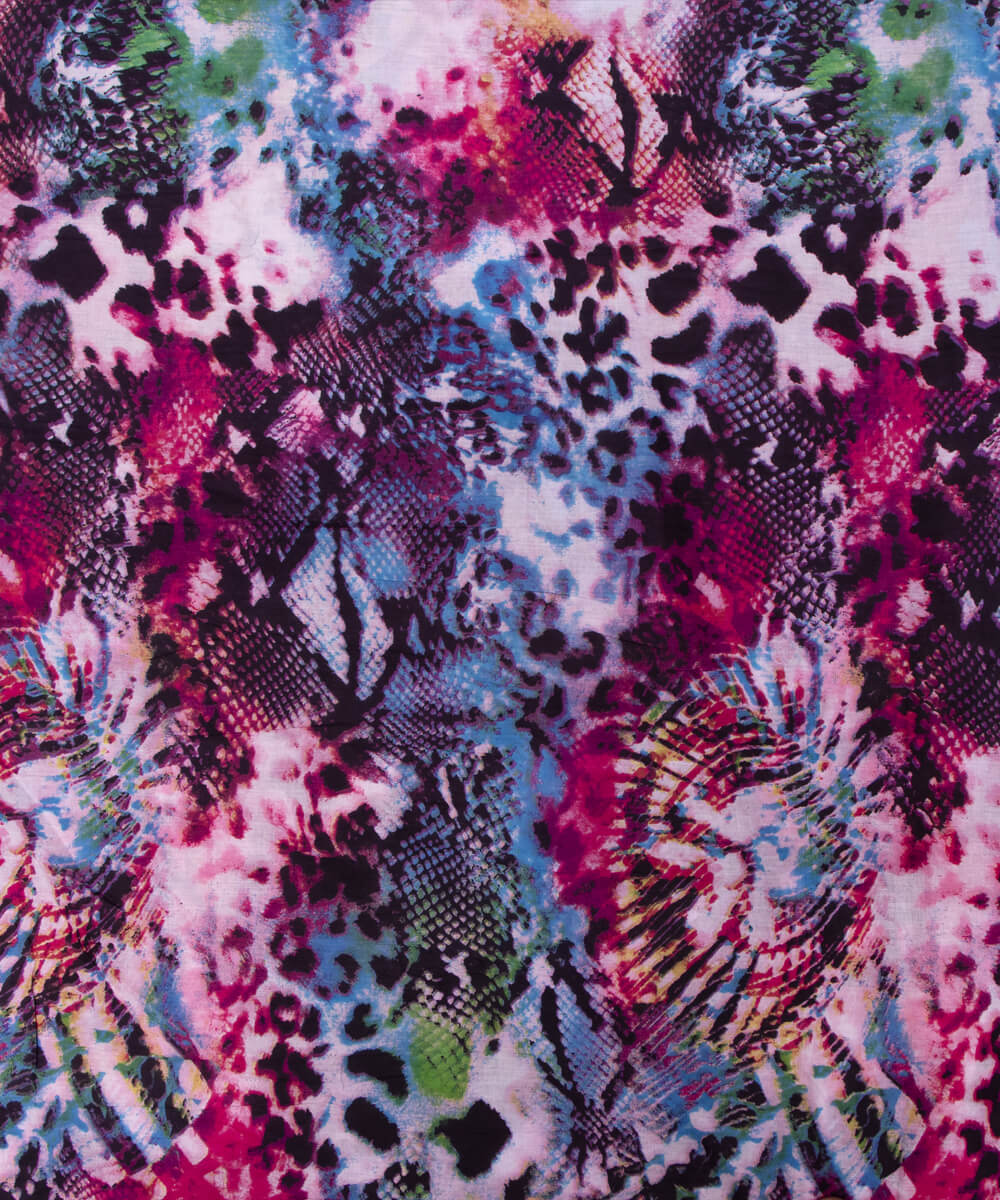 Multi Colour Abstract Print Mulmul Cotton Fabric