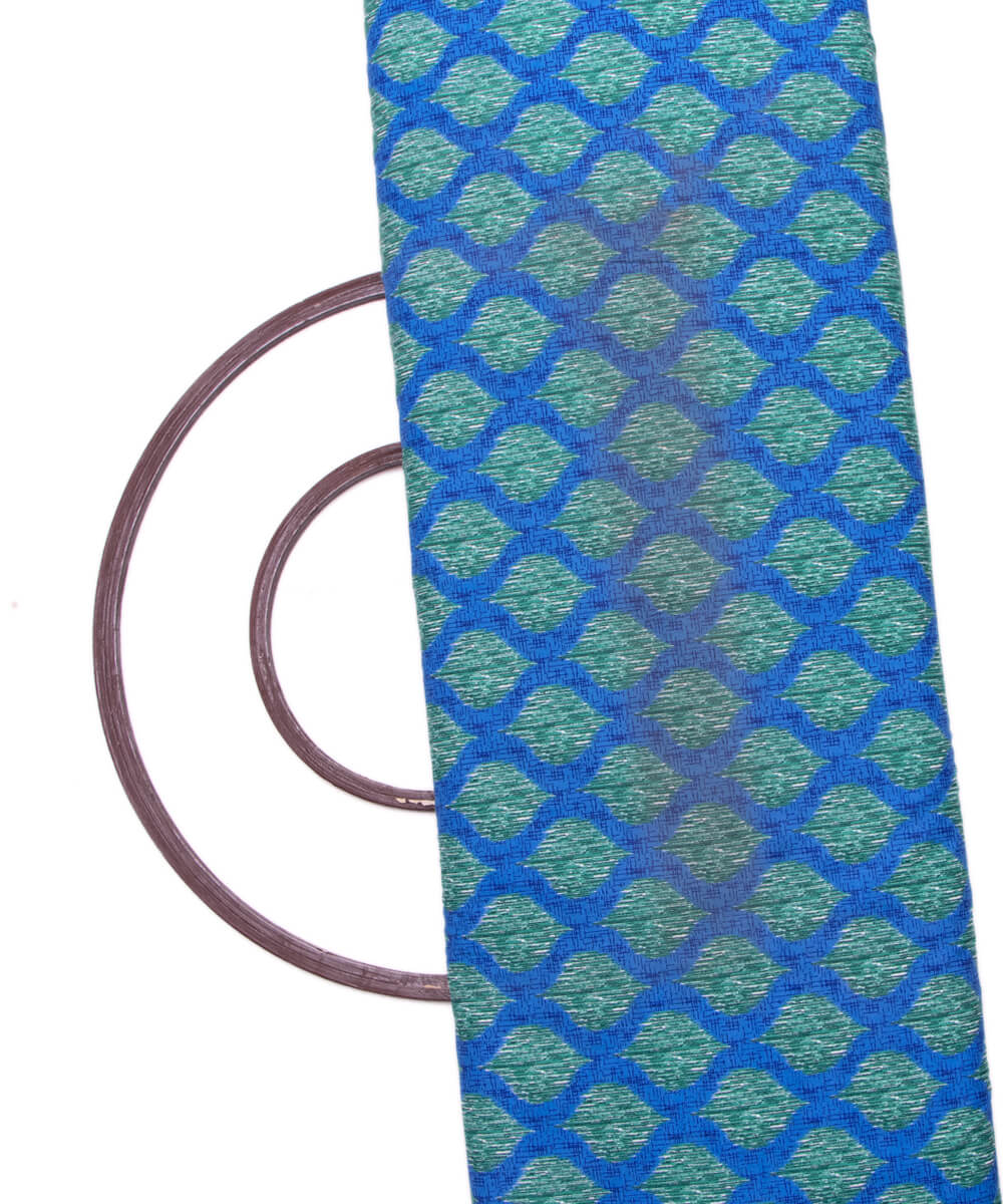 Blue Colour Leaf Print Cotton Fabric