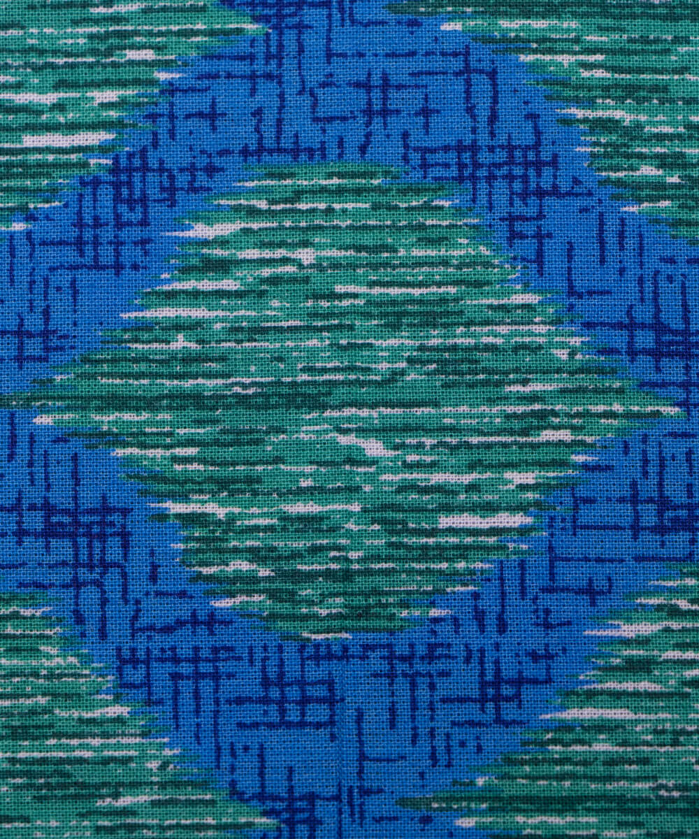 Blue Colour Leaf Print Cotton Fabric