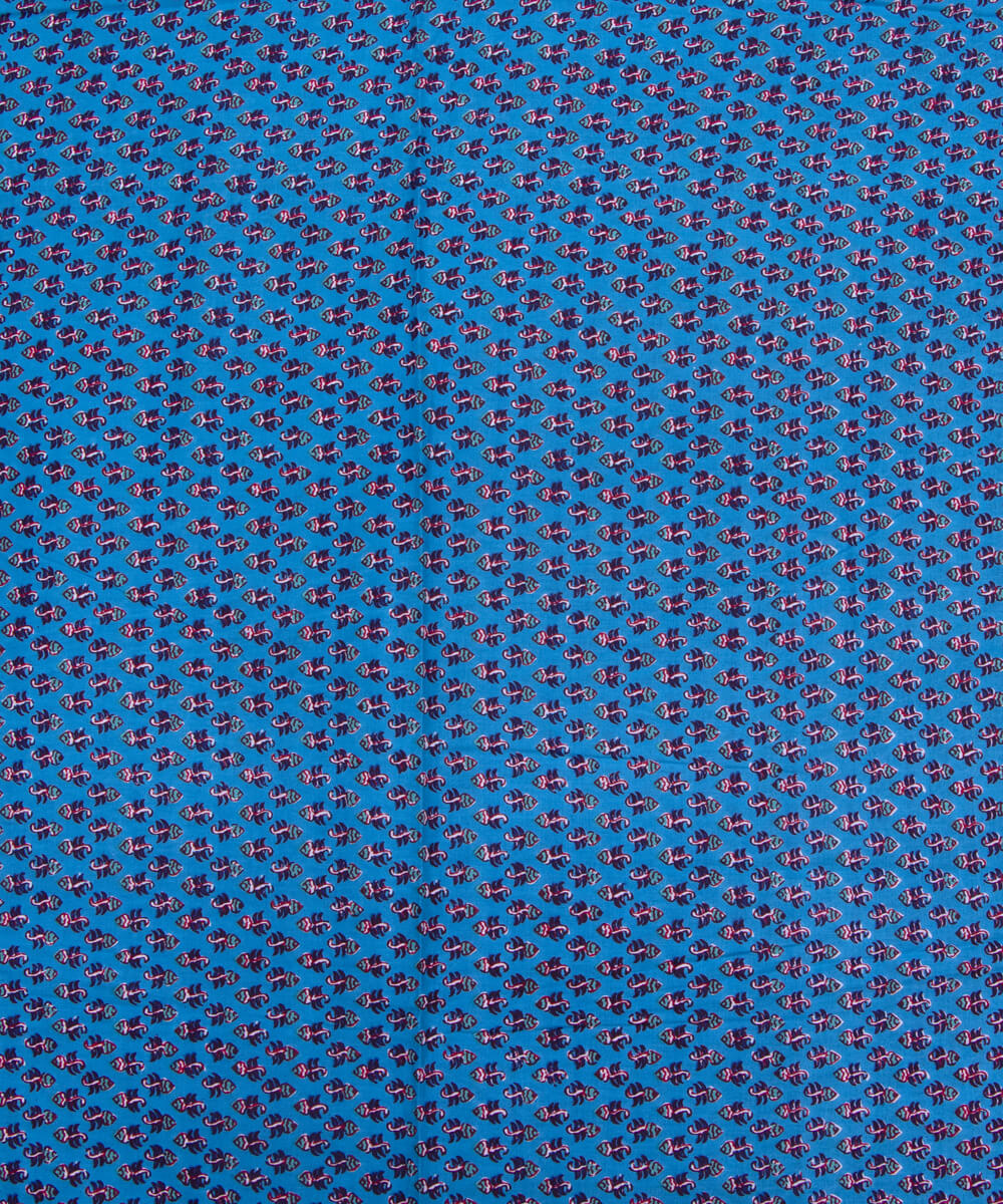 Blue Colour Butti Print Cotton Fabric