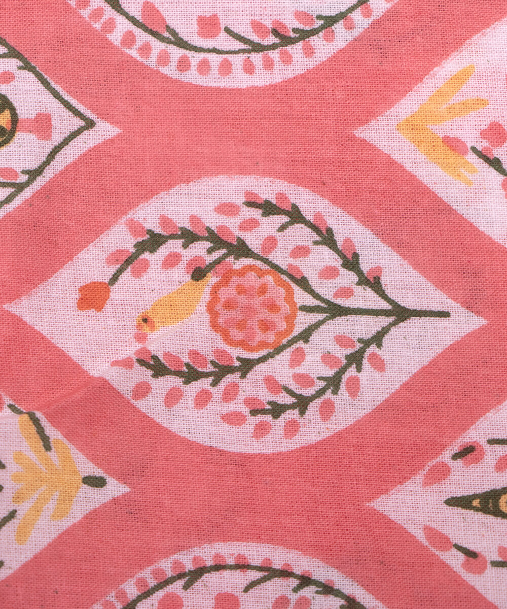 Peach Pink Colour Abstract Print Cotton Fabric