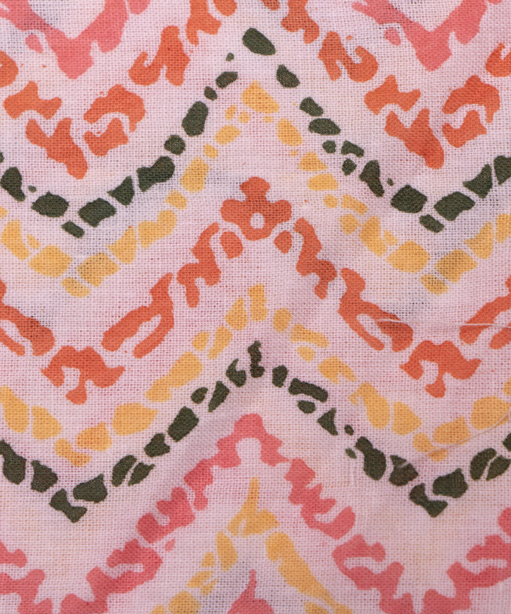 Multi Colour Zig Zag Print Cotton Fabric