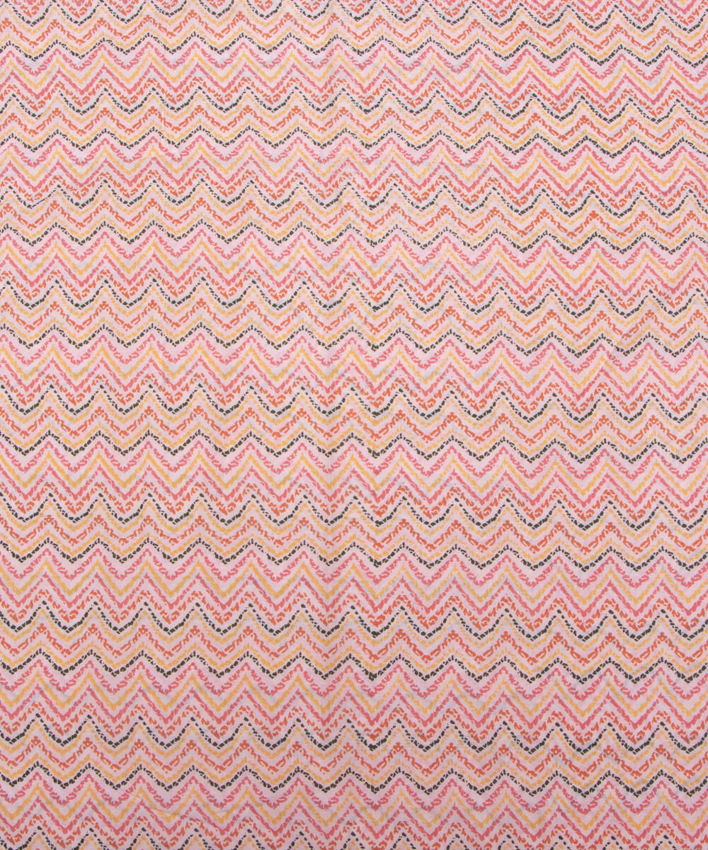 Multi Colour Zig Zag Print Cotton Fabric