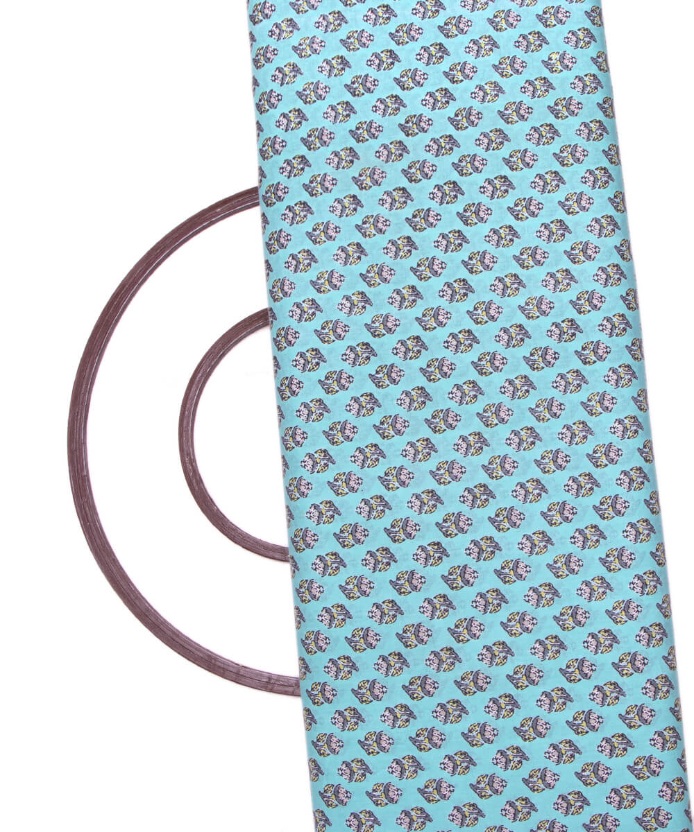 Sea Green Colour Buti Print Cotton Fabric