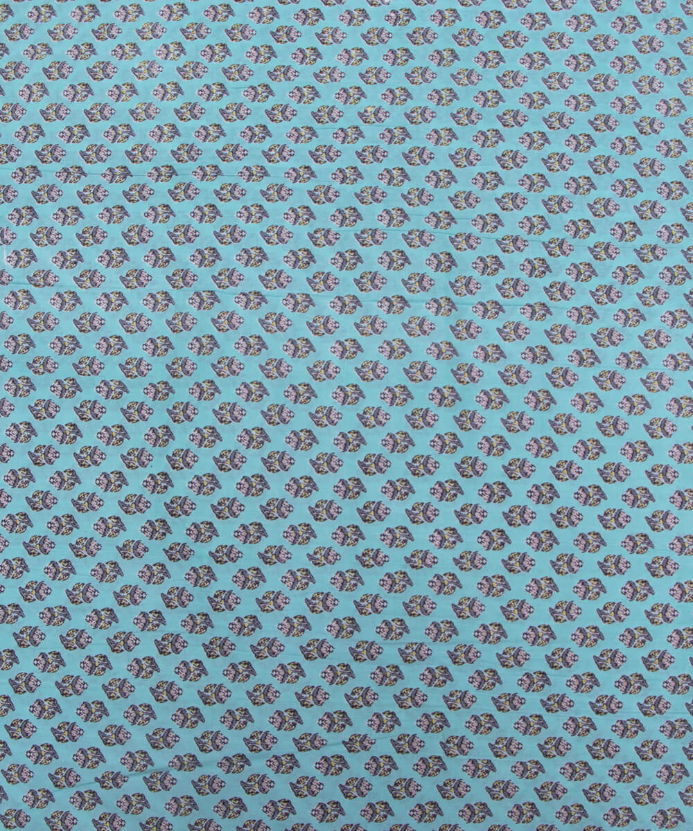 Sea Green Colour Buti Print Cotton Fabric