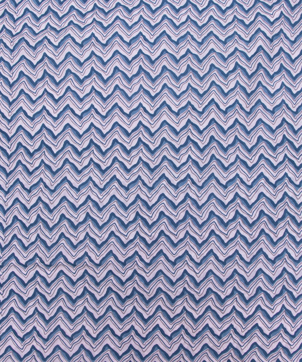 White Colour Zig Zag Printed Cotton Fabric