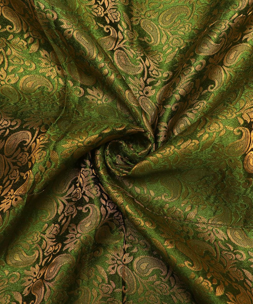 Mehandi Green Colour Paisley Brocade Silk Fabric