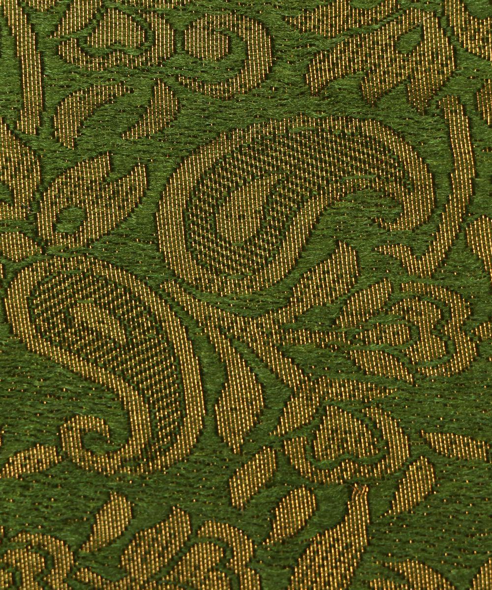 Mehandi Green Colour Paisley Brocade Silk Fabric