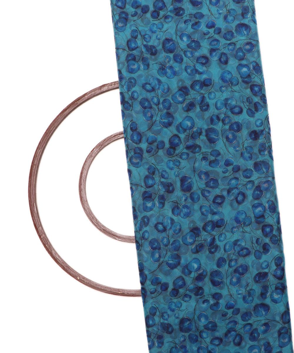 blue-colour-leaf-print-digital-organza-fabric