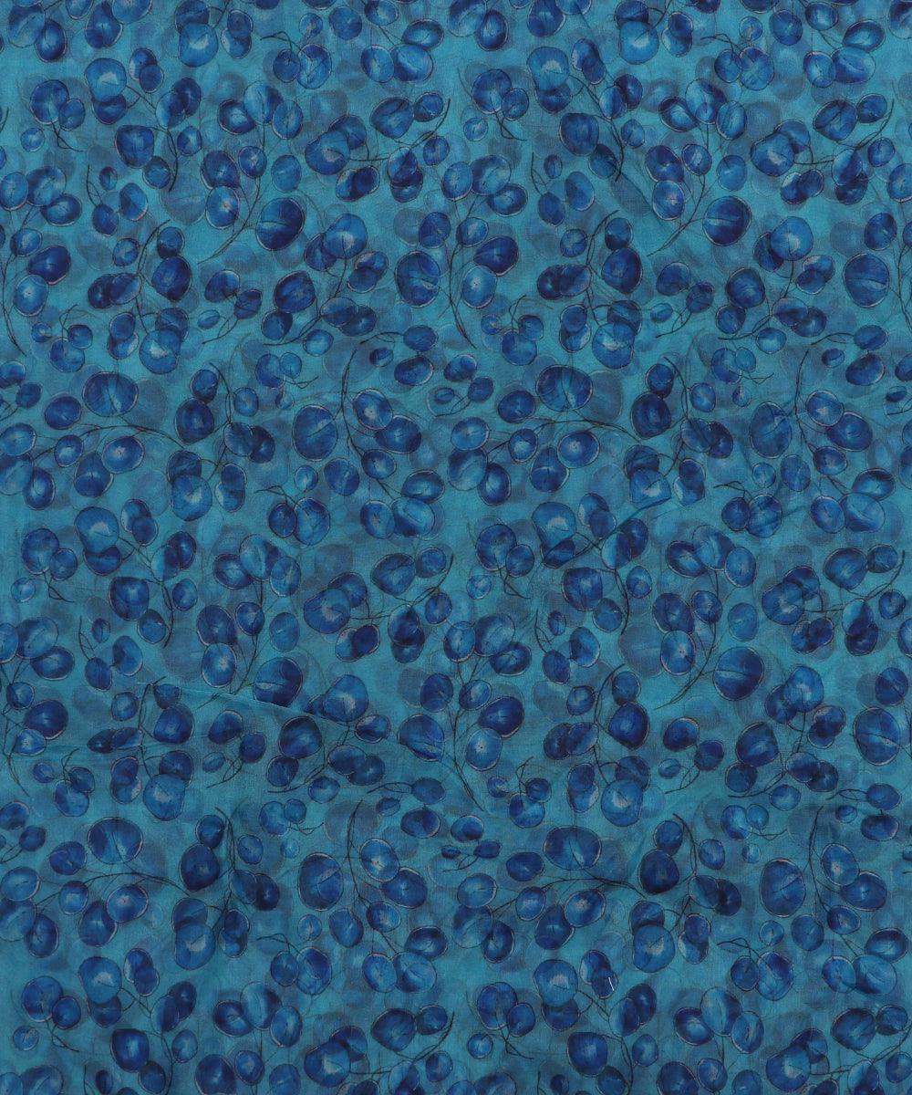 blue-colour-leaf-print-digital-organza-fabric