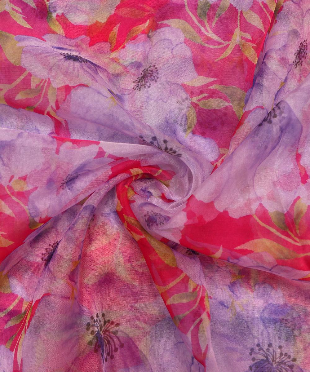 Pure, Embroidered, Floral, Silk Organza Fabric