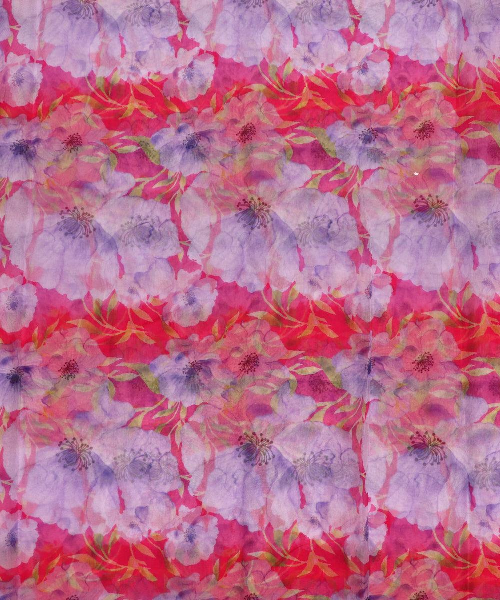 Pure, Embroidered, Floral, Silk Organza Fabric