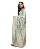 Pista Green Colour Floral Pattern Digital Print Banarasi Dupatta
