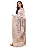 Light Grey Colour Floral Pattern Digital Print Banarasi Dupatta